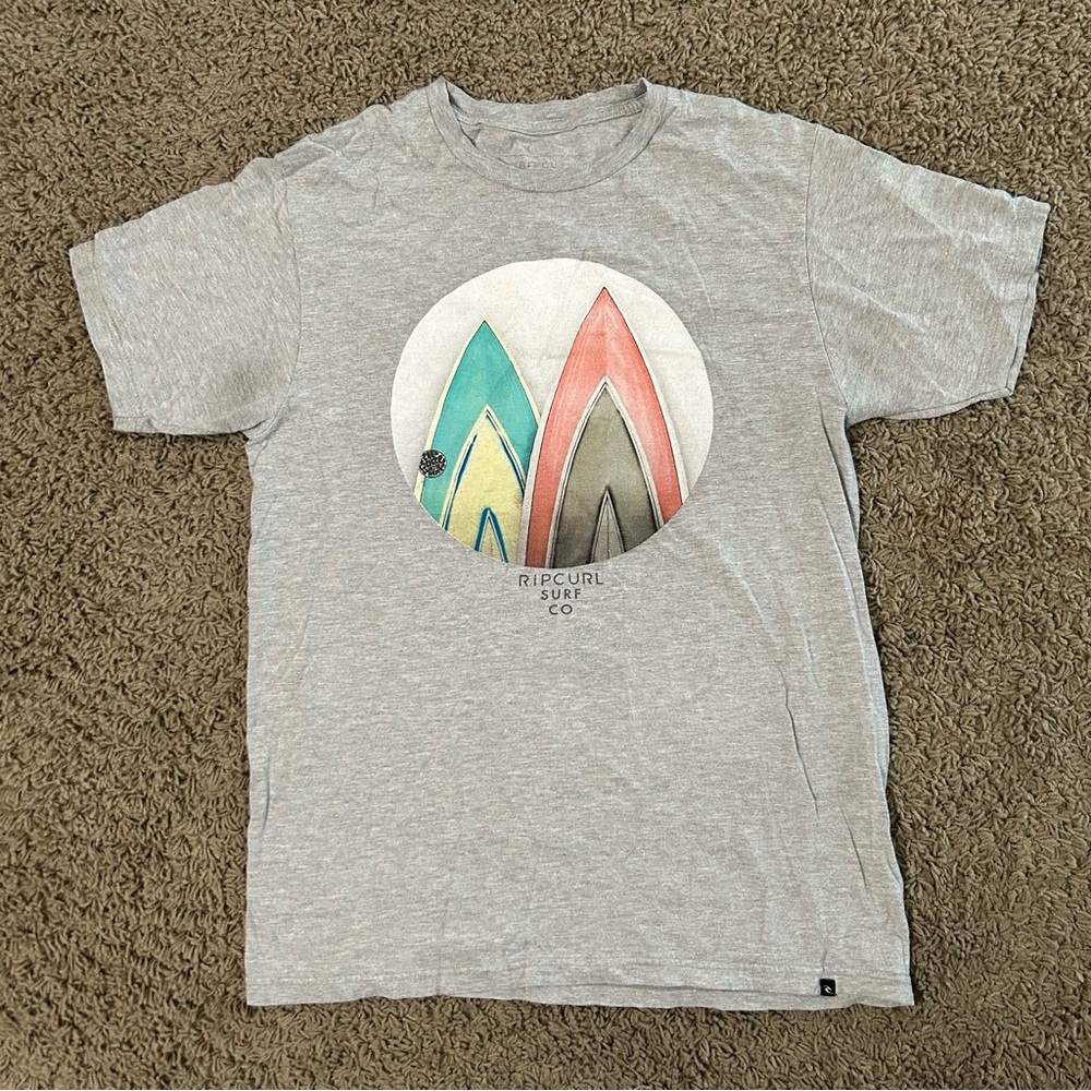 Ripcurl Mens Medium Gray Surfboard Graphic Shirt Surfing Beach Outdoors
